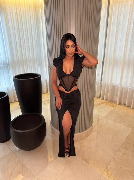 Blackout Split Skirt Set